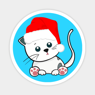 Cat wearing a Santa Hat Magnet